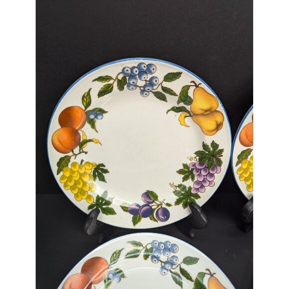 Tabletops Unlimited Stoneware Essence Fruit Pattern 7 1/2" Bread Plate Set of 4 - Picture 2 of 11